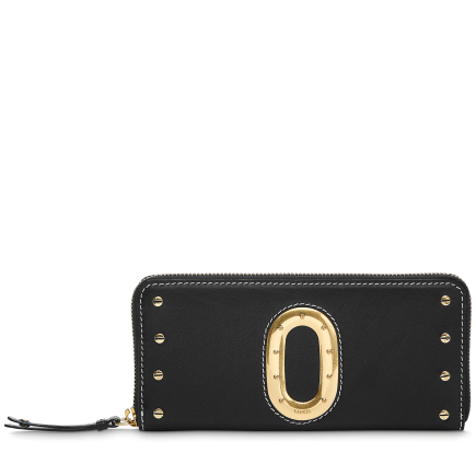 PORTEFEUILLE ZIPPÉ ROMANE NOIR NEIGE LANCEL