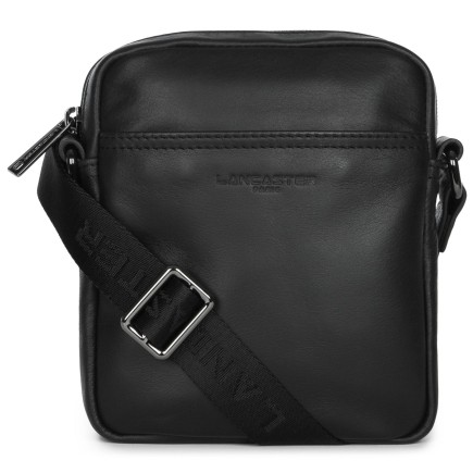 SAC PORTÉ CROISÉ SOFT VINTAGE HOMME NOIR LANCASTER