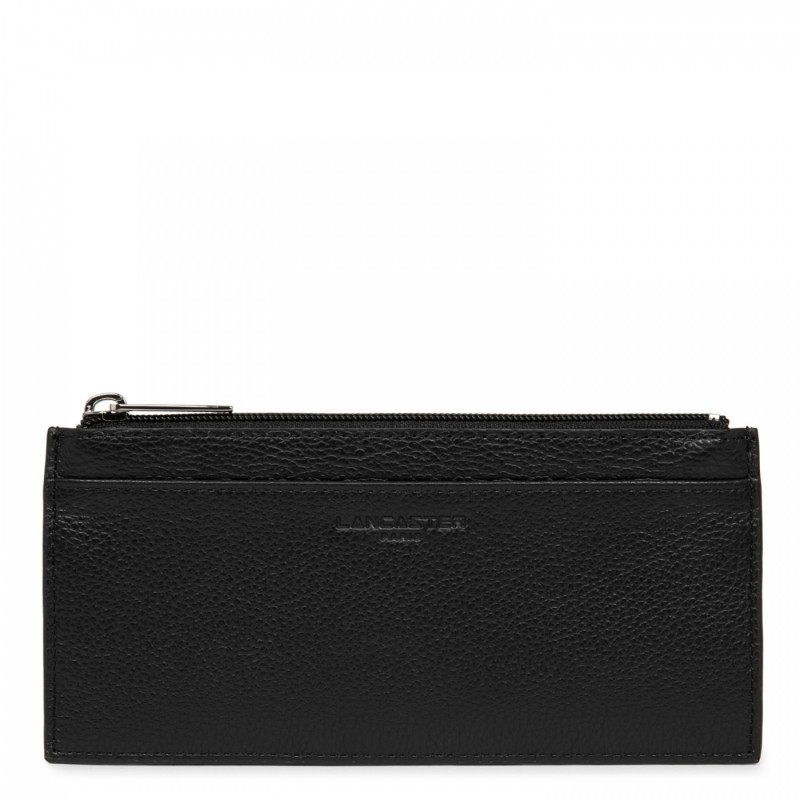 PORTE CARTES ET PAPIERS FOULONNÉ PM NOIR LANACASTER