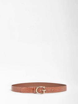 CEINTURE RAFFIE IMPRIME CROCO COGNAC S GUESS