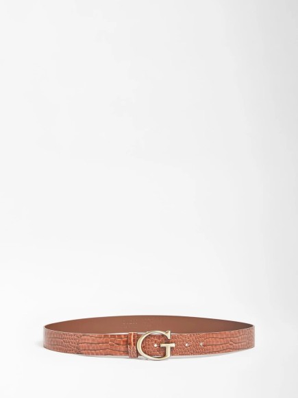CEINTURE RAFFIE IMPRIME CROCO COGNAC S GUESS