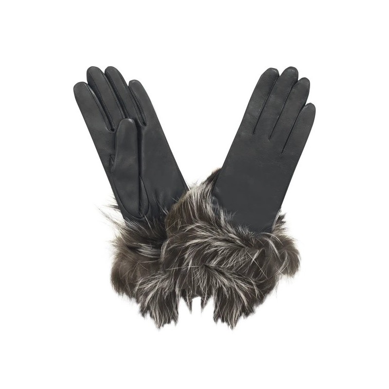 GANTS CUIR PRESTIGE FEMME POIGNET FOURRURE DOUBLURE SOIE GLOVE STORY
