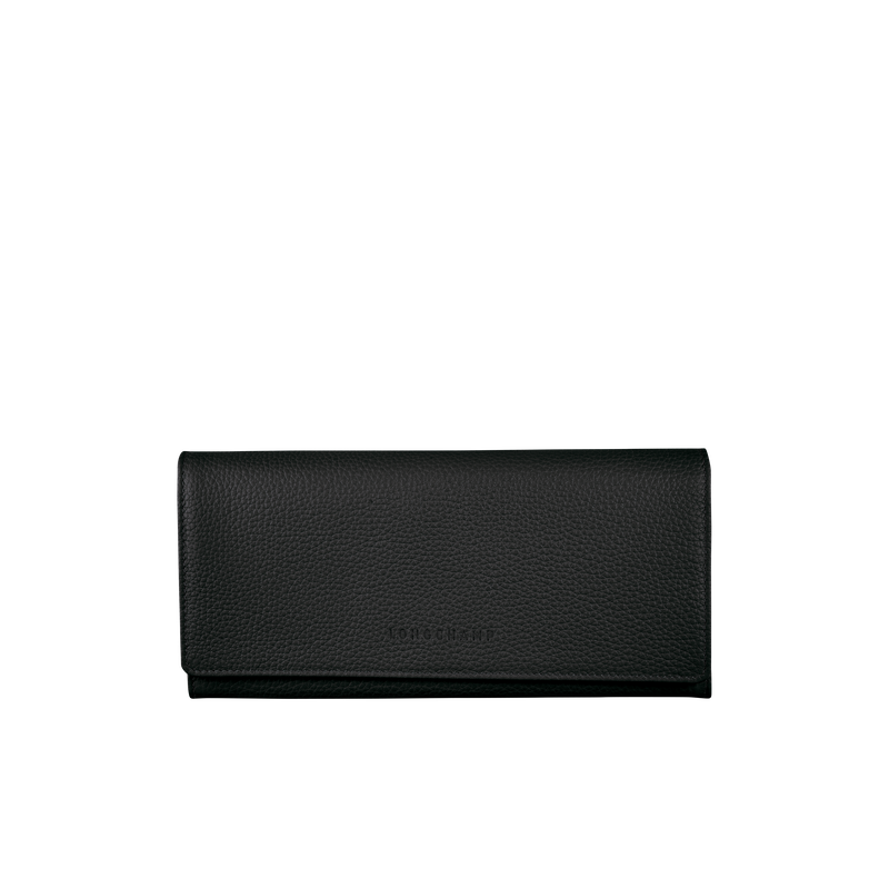 LONGCHAMP LE FOULONNÉ PORTEFEUILLE LONG À RABAT NOIR LONGCHAMP LE FOULONNÉ PORTEFEUILLE LONG À RABAT NOIR