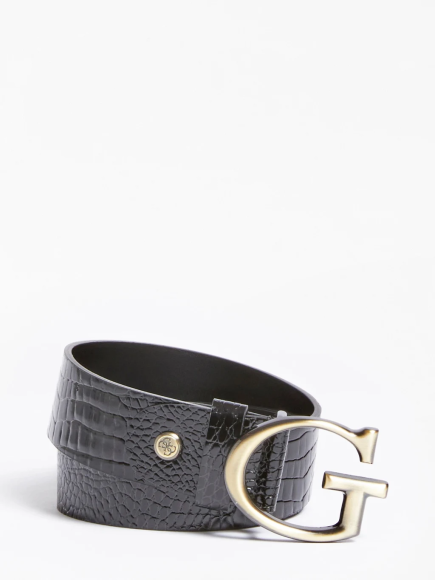 CEINTURE RAFFIE IMPRIME CROCO NOIR M GUESS