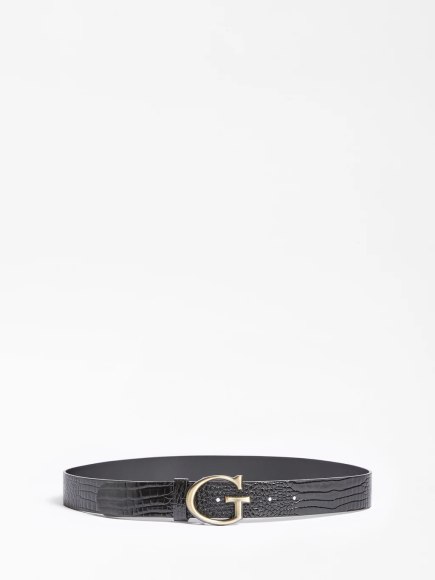 CEINTURE RAFFIE IMPRIME CROCO NOIR M GUESS