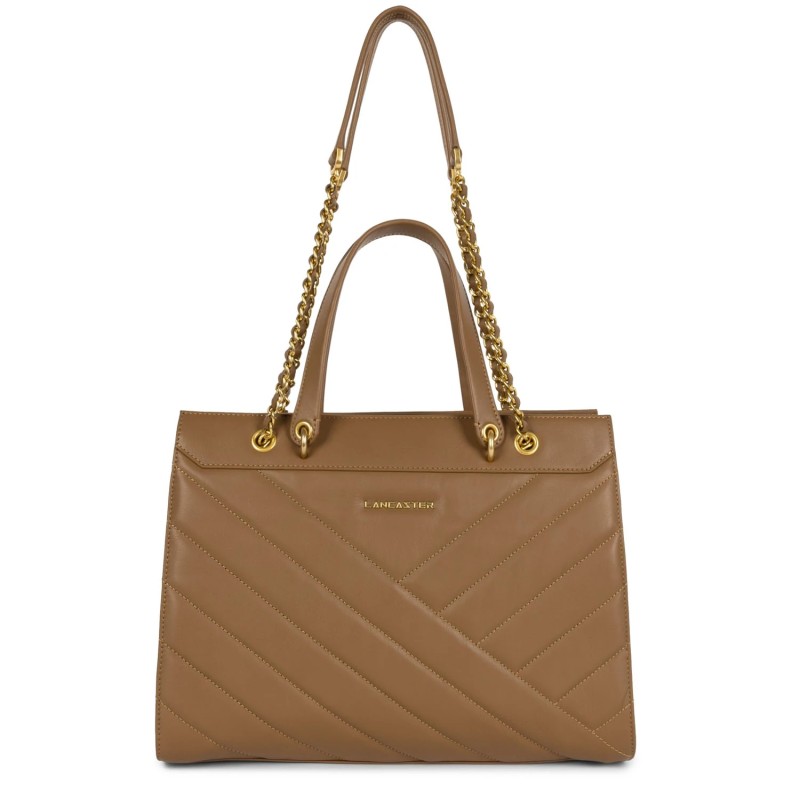 SAC CABAS ÉPAULE SOFT MATELASSÉ CAMEL LANCASTER