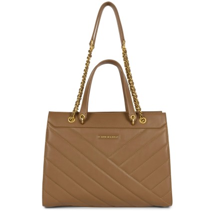 SAC CABAS ÉPAULE SOFT MATELASSÉ CAMEL LANCASTER