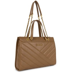 SAC CABAS ÉPAULE SOFT MATELASSÉ CAMEL LANCASTER