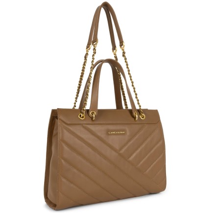 SAC CABAS ÉPAULE SOFT MATELASSÉ CAMEL LANCASTER
