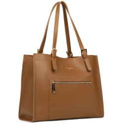 GRAND SAC CABAS ÉPAULE FOULONNÉ DOUBLE CAMEL IN ORANGE LANCASTER