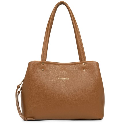 SAC CABAS ÉPAULE FOULONNÉ DOUBLE CAMEL IN ORANGE LANCASTER