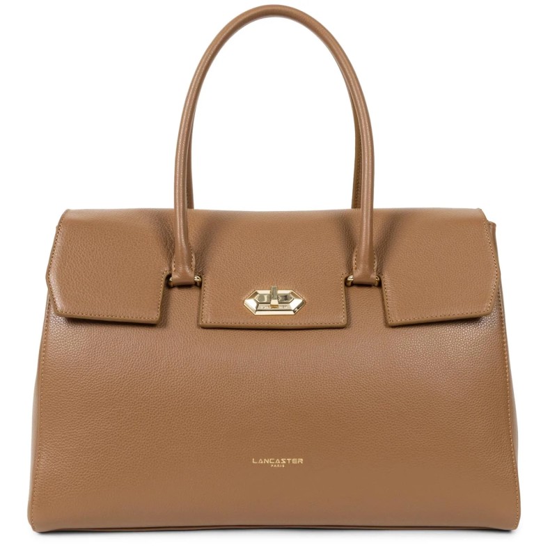 TRÈS GRAND SAC PORTÉ MAIN FOULONNÉ MILANO CAMEL LANCASTER