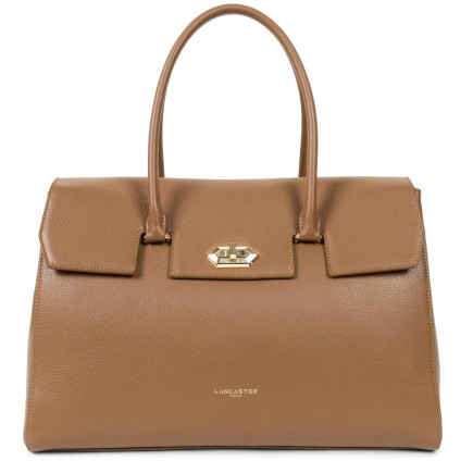 TRÈS GRAND SAC PORTÉ MAIN FOULONNÉ MILANO CAMEL LANCASTER