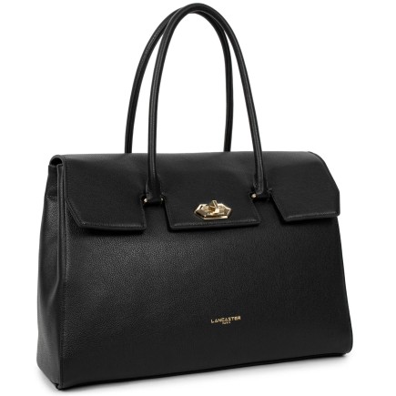 TRÈS GRAND SAC PORTÉ MAIN FOULONNÉ MILANO NOIR LANCASTER