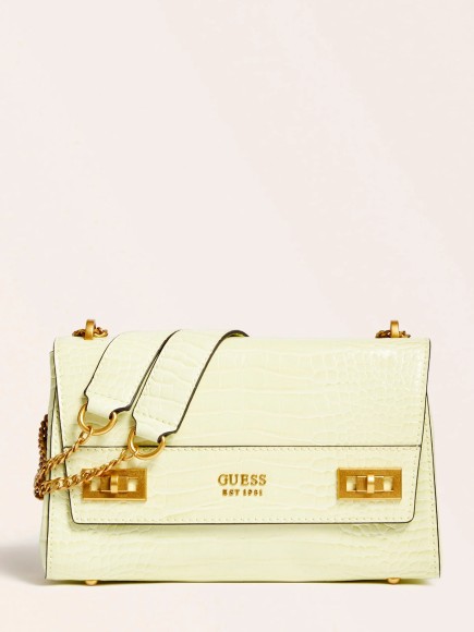 SAC PORTÉ TRAVERS KATEY IMPRIMÉ CROCO LIGHT LIME GUESS