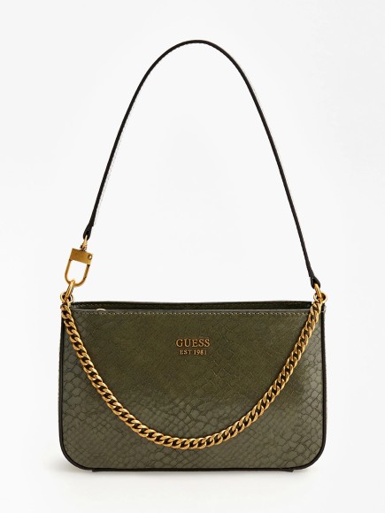 SAC PORTÉ ÉPAULE KATEY IMPRIMÉ PYTHON OLIVE GUESS