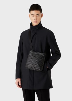 SACOCHE EN CUIR AVEC AIGLE EN RELIEF ALL OVER NOIR EMPORIO ARMANI