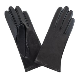 GANTS TACTILES CUIR PRESTIGE FEMME NOIR DOUBLURE SOIE GLOVE STORY
