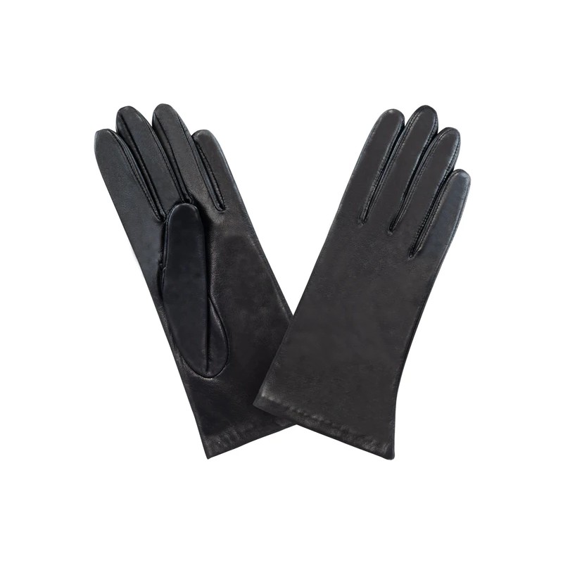 GANTS TACTILES CUIR PRESTIGE FEMME NOIR DOUBLURE SOIE GLOVE STORY
