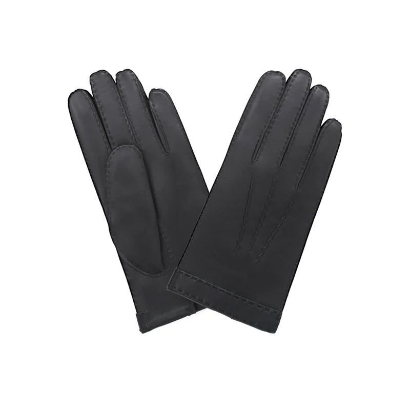 GANTS CUIR PRESTIGE HOMME NOIR DOUBLURE EN SOIE GLOVE STORY