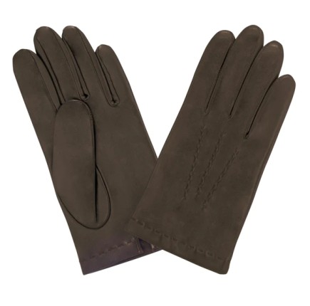 GANTS TACTILES CUIR PRESTIGE HOMME BRUN DOUBLURE EN SOIE GLOVE STORY