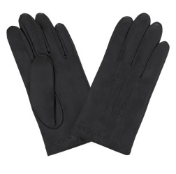 GANTS TACTILES CUIR PRESTIGE HOMME NOIR DOUBLURE EN SOIE GLOVE STORY