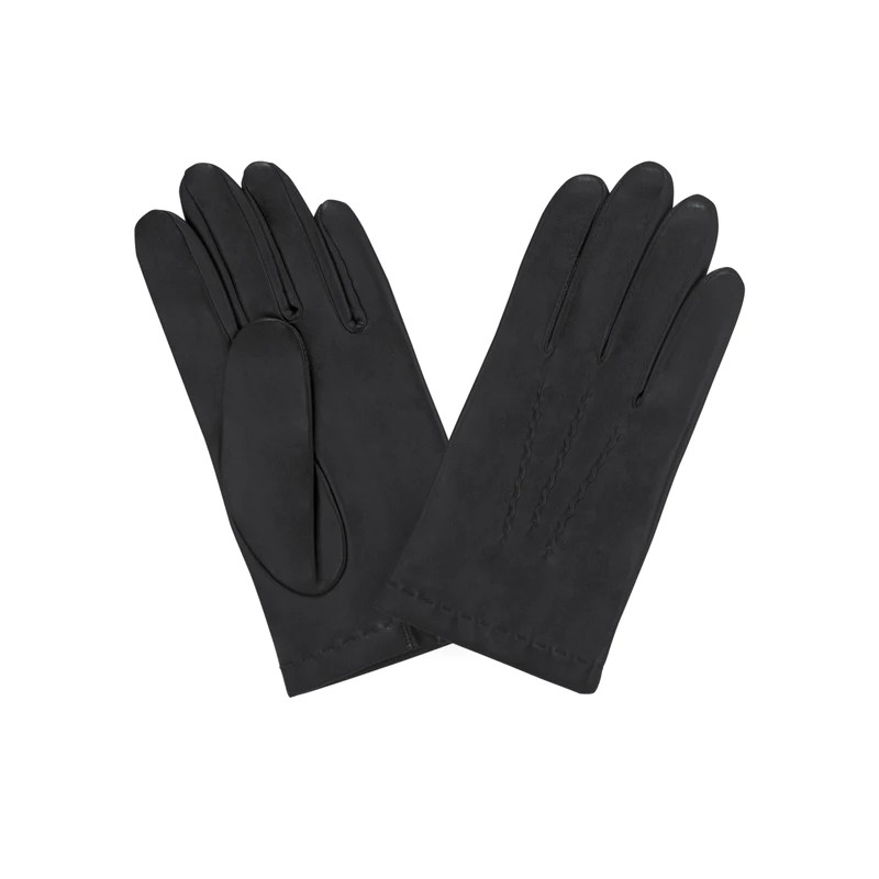 GANTS TACTILES CUIR PRESTIGE HOMME NOIR DOUBLURE EN SOIE GLOVE STORY