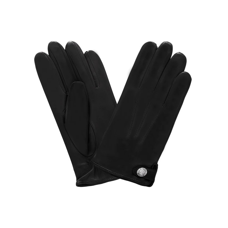 GANTS TACTILES CUIR PRESTIGE HOMME NOIR DOUBLURE EN SOIE GLOVE STORY