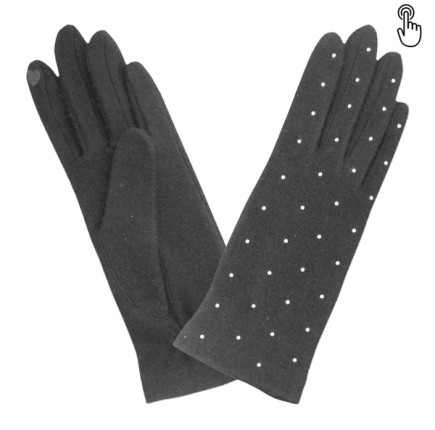 GANTS TACTILES TAILLE UNIQUE STUDS ALL OVER GRIS GLOVE STORY