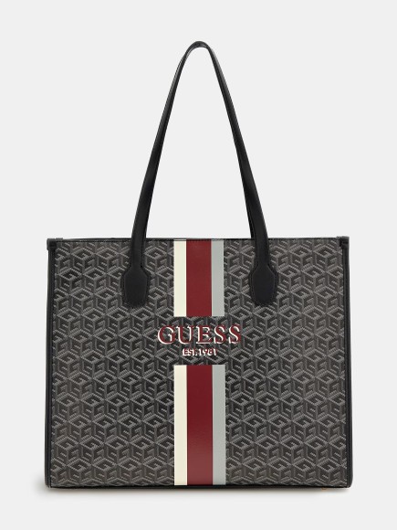 CABAS SILVANA LOGO G CUBE NOIR MULTI GUESS