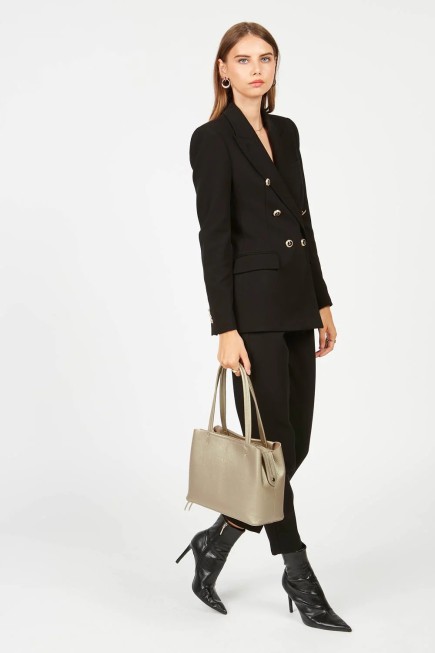 SAC CABAS ÉPAULE FOULONNÉ DOUBLE CHAMPAGNE IN NUDE LANCASTER