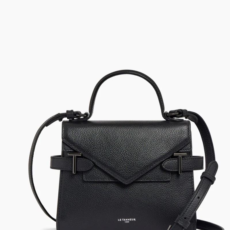 PETIT SAC À MAIN DOUBLE RABAT ÉMILIE NOIR LE TANNEUR