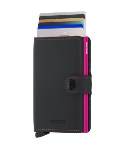 PORTE CARTES MINIWALLET MATTE NOIR & FUCHSIA SECRID