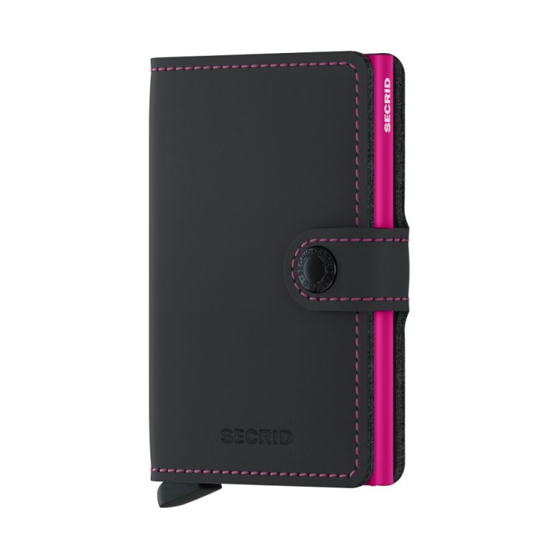 PORTE CARTES MINIWALLET MATTE NOIR & FUCHSIA SECRID