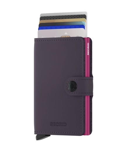 PORTE CARTES MINIWALLET MATTE VIOLET FONCÉ & FUCHSIA SECRID