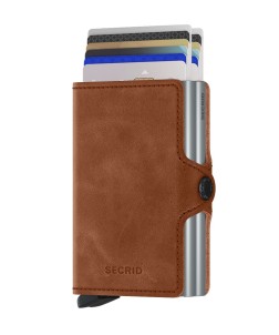 PORTE CARTES TWINWALLET VINTAGE COGNAC & ARGENT SECRID
