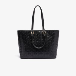 SAC CABAS MAHEKI EN CUIR EMBOSSÉ NOIR LACOSTE