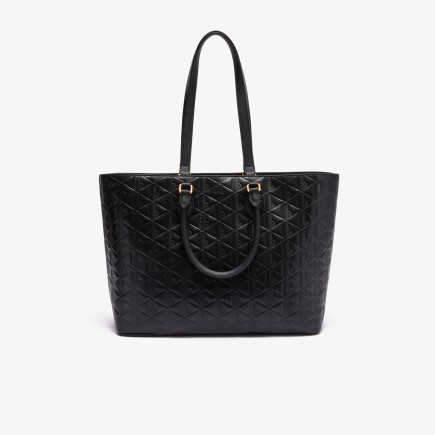 SAC CABAS MAHEKI EN CUIR EMBOSSÉ NOIR LACOSTE