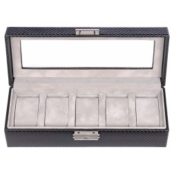 COFFRET POUR 5 MONTRES CARVON EN CUIR NOIR SACHER
