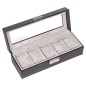 COFFRET POUR 5 MONTRES CARVON EN CUIR NOIR SACHER COFFRET POUR 5 MONTRES CARVON EN CUIR NOIR SACHER