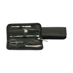 TROUSSE DE MANUCURE 5 PIÈCES NAPPA EN CUIR NOIR WINDROSE