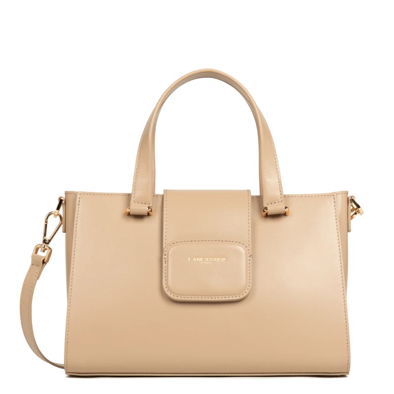SAC CABAS MAIN PARIS PAD BEIGE FONCÉ LANCASTER