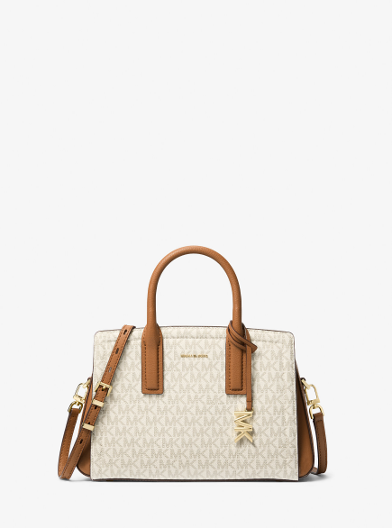 PETIT SAC PORTÉ MAIN AVEC LOGO LAILA VANILLE/NOISETTE MK