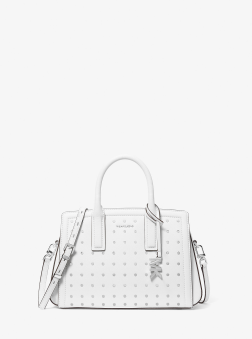PETIT SAC PORTÉ MAIN EN CUIR CLOUTÉ LAILA BLANC MK