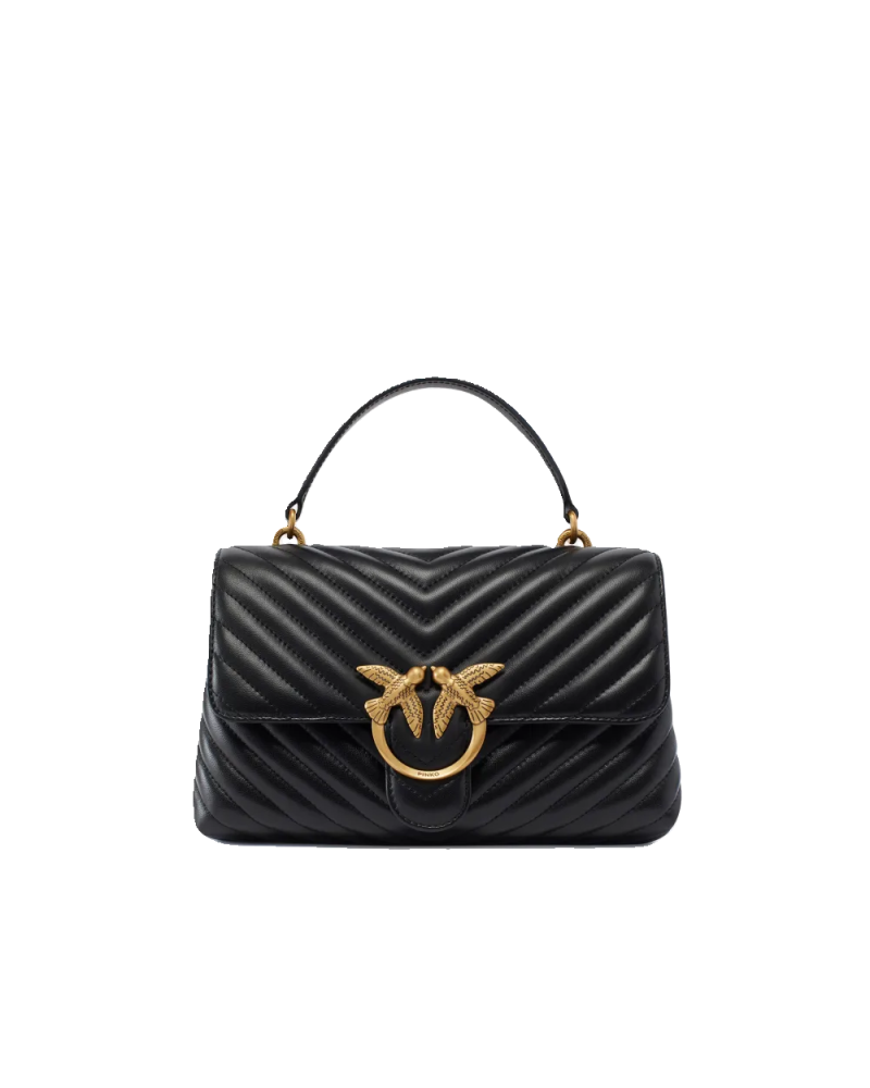 SAC PORTÉ MAIN CLASSIC LADY LOVE BAG PUFF CHEVRON NOIR/DORÉ PINKO SAC PORTÉ MAIN CLASSIC LADY LOVE BAG PUFF CHEVRON NOIR/DORÉ PINKO