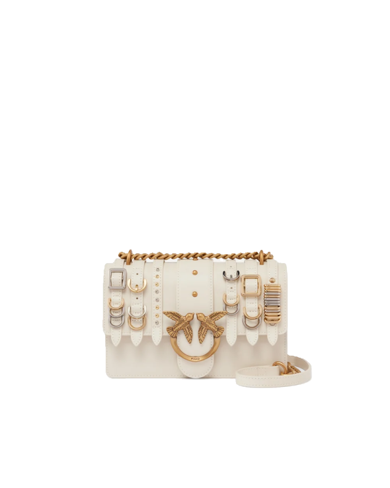 PETIT SAC À BANDOULIÈRE ET SANGLES LOVE BAG EN CUIR IVOIRE PINKO PETIT SAC À BANDOULIÈRE ET SANGLES LOVE BAG EN CUIR IVOIRE PINKO