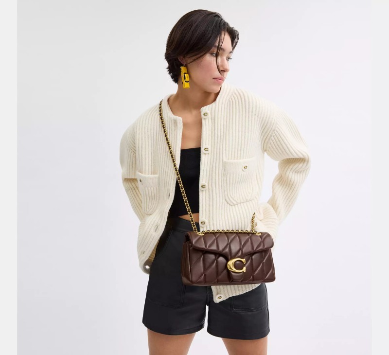 Sac Bandoulière Tabby CW620 Matelassé - Cuir Vache Brossé Marron Clair