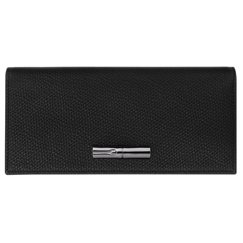 LONGCHAMP LE ROSEAU PORTEFEUILLE LONG À RABAT NOIR