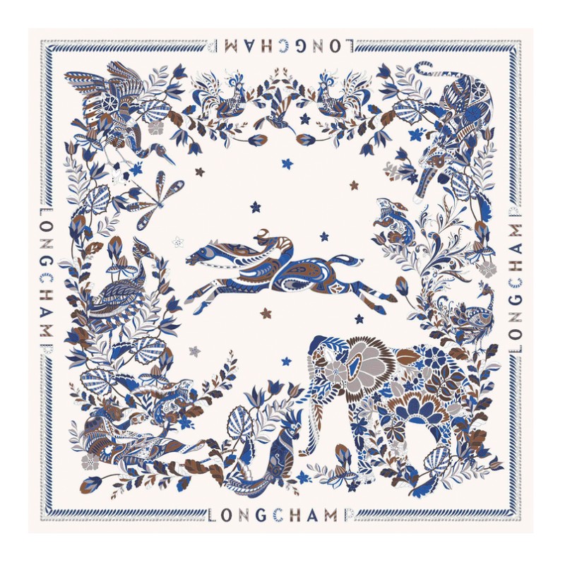 CARRÉ DE SOIE 90CM FORÊT LONGCHAMP ATLANTIQUE CARRÉ DE SOIE 90CM FORÊT LONGCHAMP ATLANTIQUE