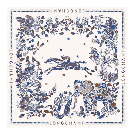 CARRÉ DE SOIE 90CM FORÊT LONGCHAMP ATLANTIQUE